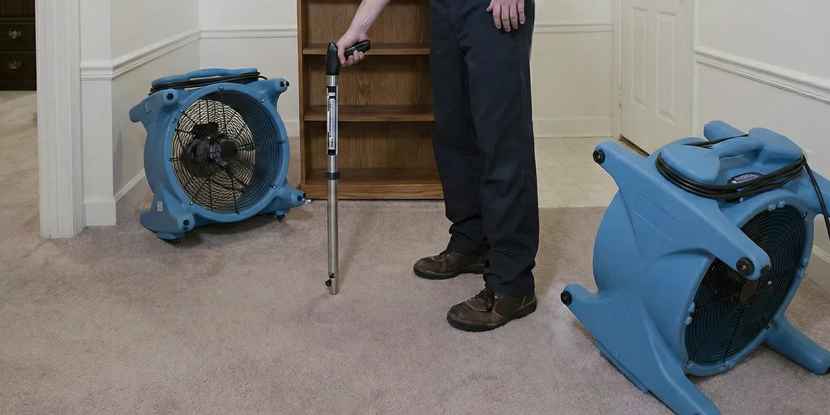 emergency water removal equipment deployed to dry a flooded residential interior in Reno, NV