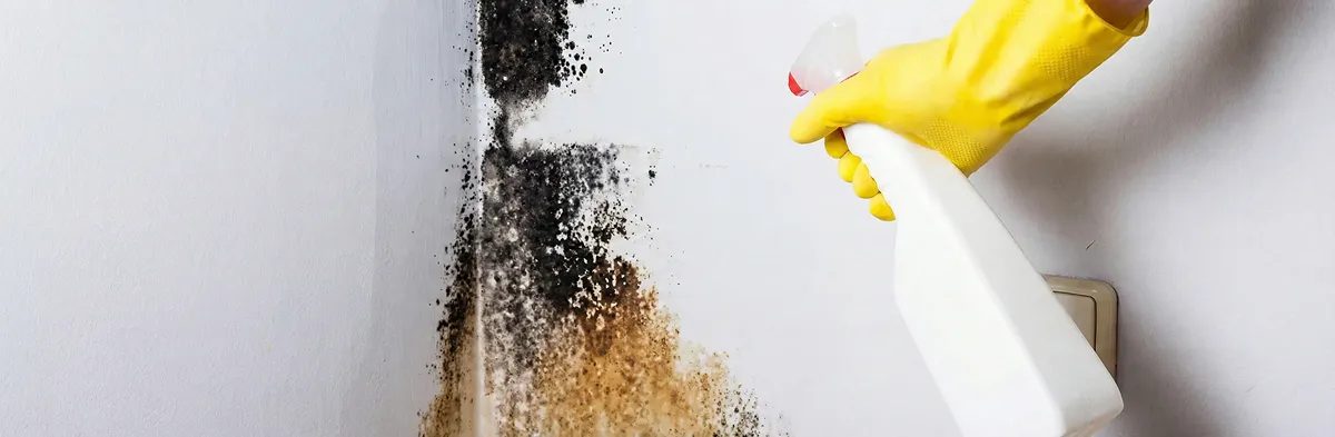 visible mold growth on an interior wall being treated during mold removal service in Reno, NV